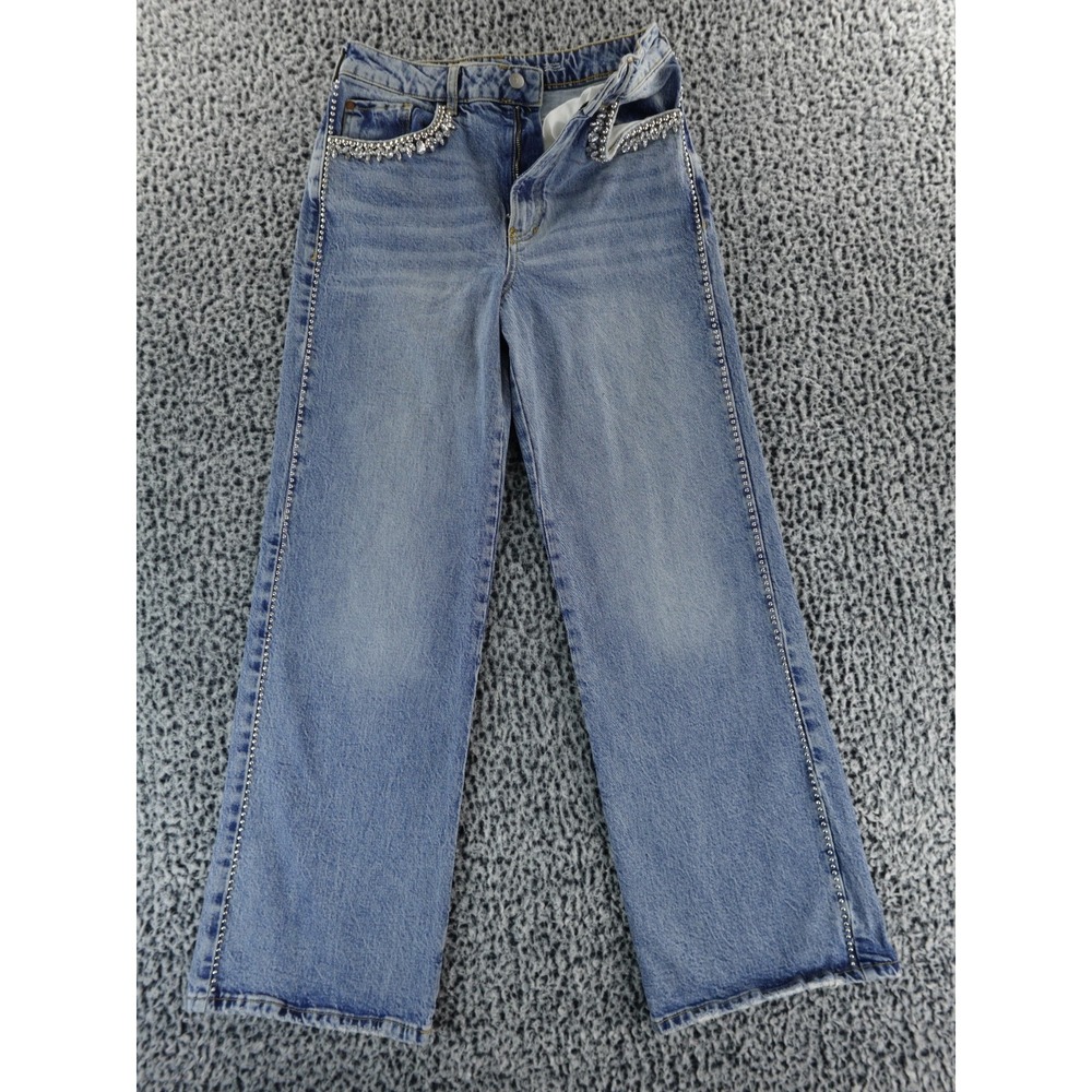 Anthropologie: The Austyn High-Rise Cuffed‎ Wide-Leg Jeans by Pilcro 27 Embelish